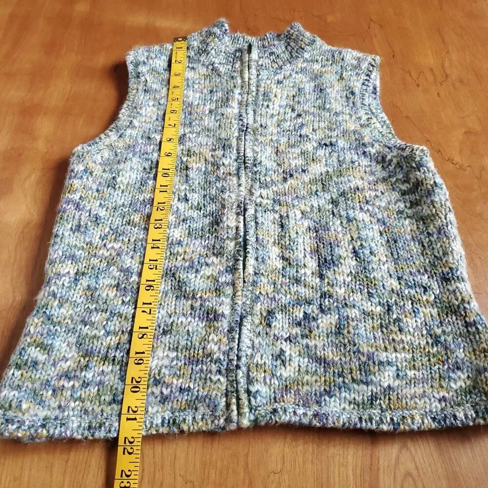 Vintage Talbots Sweater Vest Women S Wool Blend Knit Multicolor Full Zip 90s - Picture 8 of 10